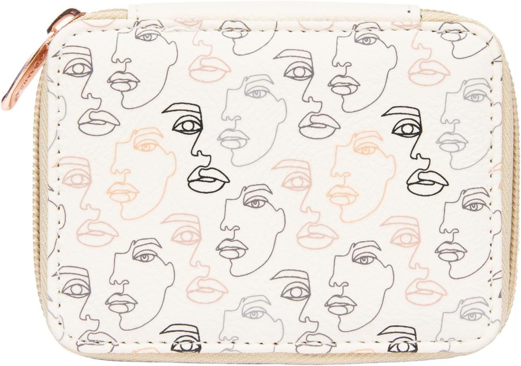 Miamica Frauen Reißverschluss Pille Case mit 8-Tag abnehmbaren Kunststoff Organizer, Beige, 3.5” x 2.75” x 1.25" – Wöchentliche Medizin Box w/Compact Design