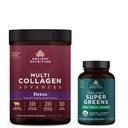 Ancienne nutrition Multi collagène avancé de nettoyage de poudre et de désintoxication, non aromatisé, 36 portions + Comprimé biologique Super Verts 90 Compte