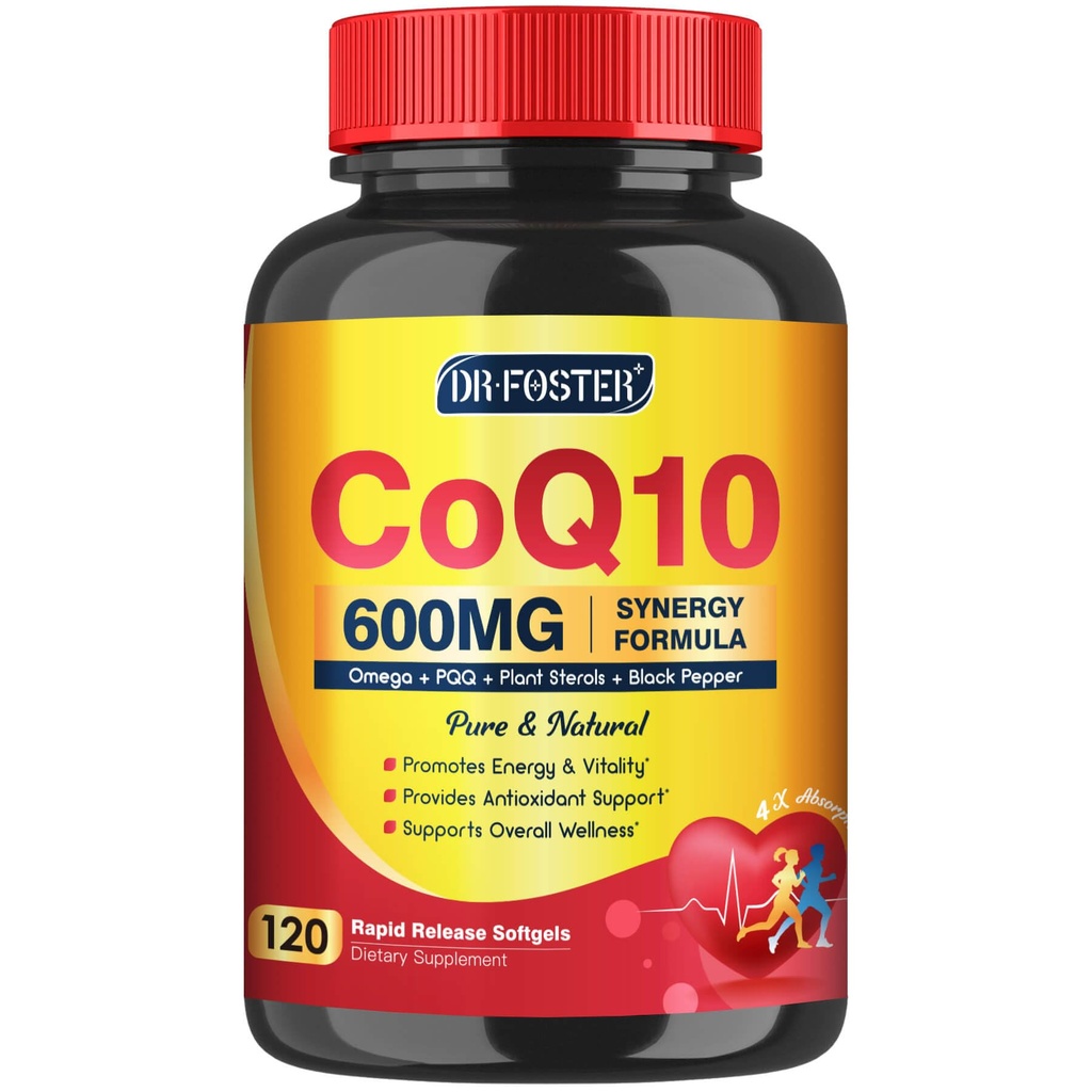 CoQ10 600 mg Softgels CoQ10 Supplement - CQ10 Coenzym-Q10 mit Omega 3 & PQQ & Vitamin E, CoQ10 400mg Softgels, 60 Portionen