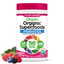 Poudre de vert organique d'orgaine + 50 Superaliments, Berry - 1 milliard de probiotiques pour la santé digestive, antioxydants, végétalien, végétal, sans gluten, sans OGM, mélange de jus vert et de boisson smoothie - 0,62lb