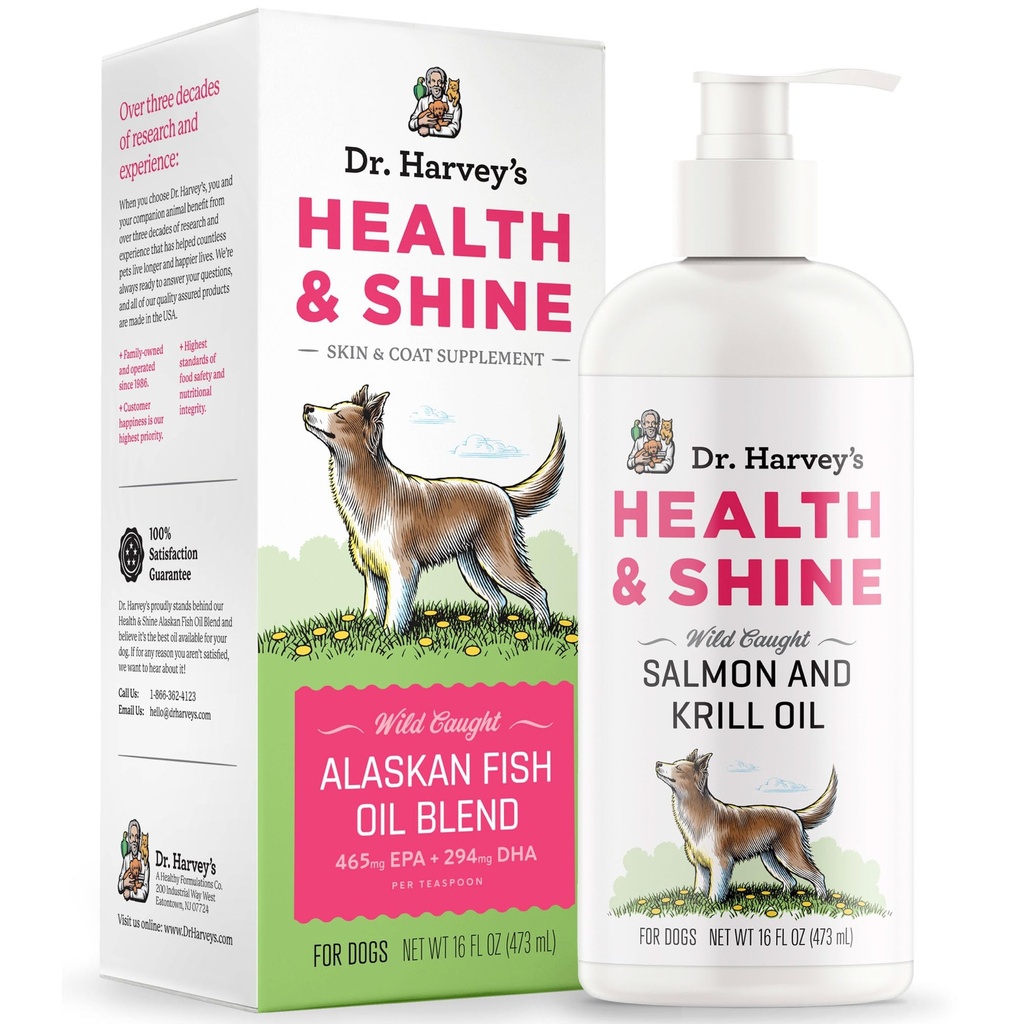 Dr. Harvey's Health & Shine Alaskan Fish Oil Blend für Hunde - Unterstützt gesundes Herz, Gehirn und Augen (16 fl. oz.)