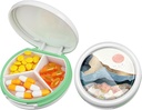 Serfeymi Small Pill Box - 3 Compartments Portable Pill Box for Purse Pocket, Compact Mini Travel Pill Case - Suitable for Medicine, Vitamin, Fish Oil, Supplements - White(Mountain Sunrise)