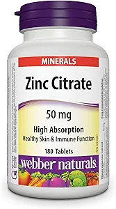 Webber Naturals Citrate de zinc 50 mg, 180 comprimés