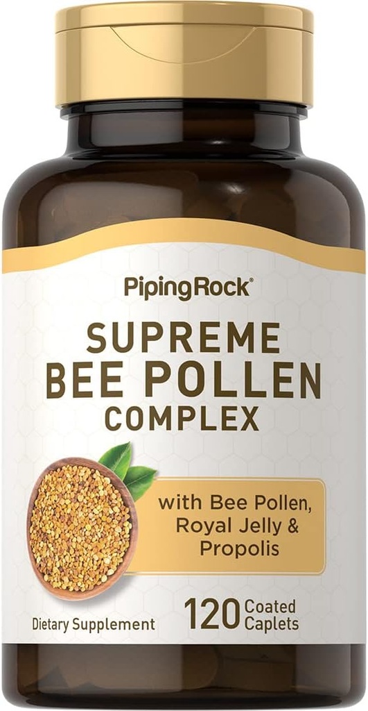 Pipping Rock Bee Pollen avec Jelly Royal et Propolis de 120 Caplets Supplément complexe pour les femmes et les hommes