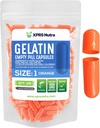 XPRS Nutra Taille 1 Capsules vides - 100 Compte Capsules de gélatine vides - Remplissage de la capsule de bricolage - Gel de pilules pures pour les suppléments de Do-It-Youlf (Orange)