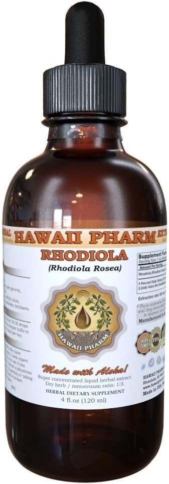 Hawaii Pharm Rhodiola (Rhodiola Rosea) Extrait liquide, Teinture, Supplément à base de plantes, Fabriqué aux États-Unis, 2 fl.oz