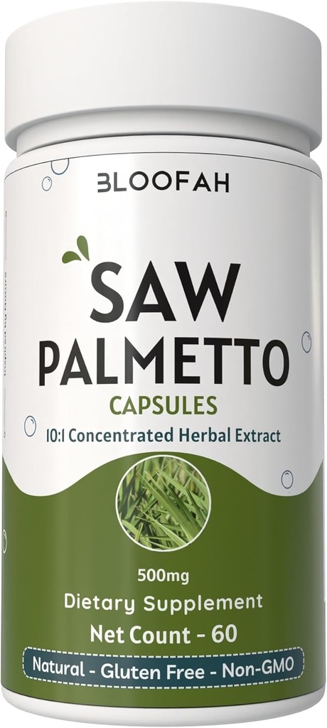 Saw Palmetto Kapseln 500mg | 10:1 Konzentrierter Extrakt | Serenoa Repens Kräuterergänzung | Non-GMO, Gluten-Free Easy-to-Take Kapseln (60 Count (Pack von 1))