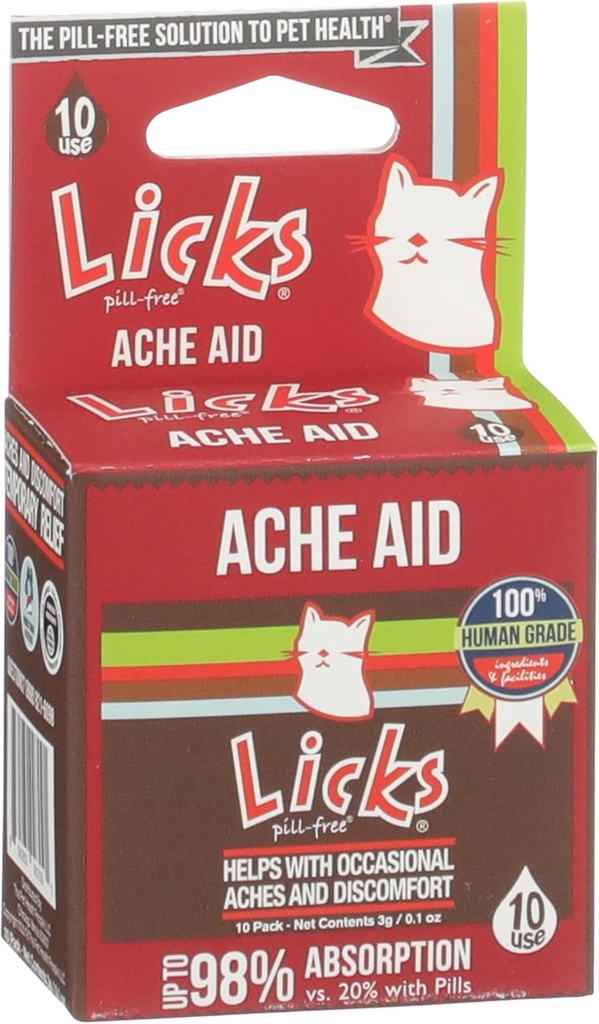 Licks Pill-Free Cat Ache Aid - Turmeric und Ginger Cat Supplements - Cat Health Supplies & Schmerzlinderung - Gel Packets - 10 Verwendung