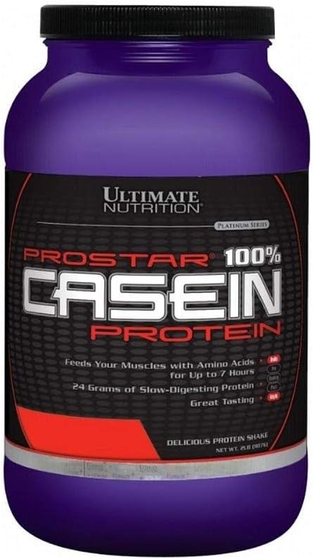 Ultimate Nutrition Prostar Micellar et hydrolysé en poudre de protéines de caséine - Sans gras croissance musculaire nocturne et récupération avec BCAAs, 2 livres, Vanille