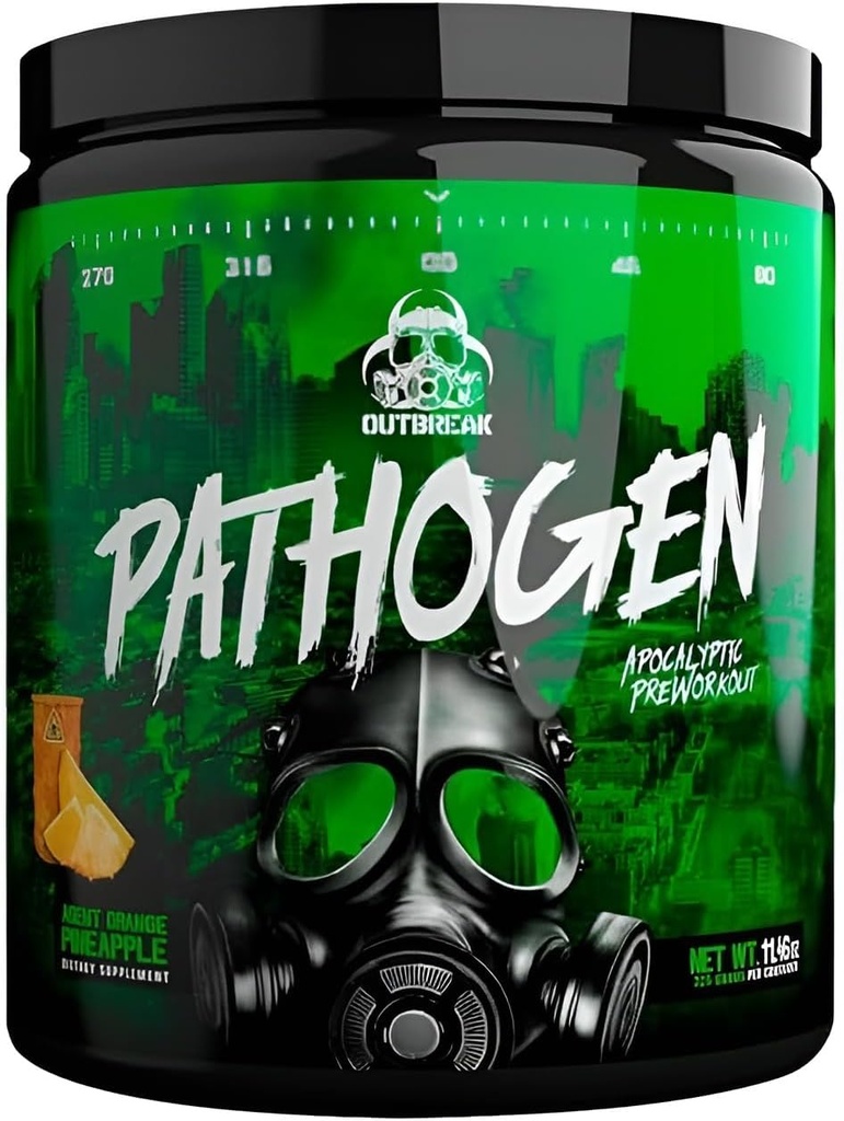 Pré-entraînement des agents pathogènes - Amélioration de l'énergie Pré-entraînement Poudre, énergie induisant des stimulants et des composés d'évocation de la pompe musculaire (Agent Orange-Pineapple, 11,45 oz.)