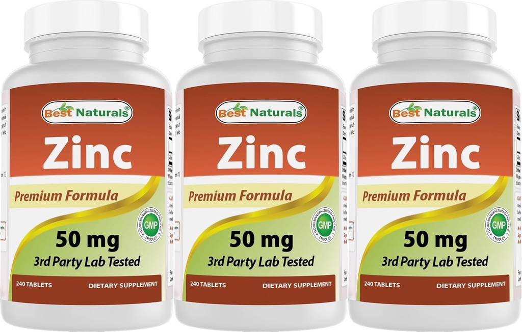 Beste Natürliche Zink Ergänzung als Zink Gluconate 50mg 240 Tabletten Packung von 3