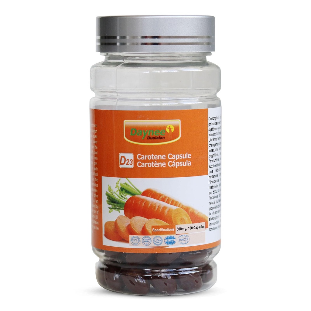 AHIYO Capsule molle de carotène, 500mg Beta supplément de carotène, soutenir la peau et les yeux sains, 100 Compte