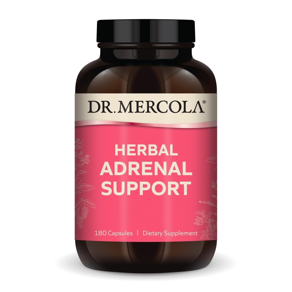 Dr. Mercola Herbal Adrenal Support, 90 Servierungen (180 Kapseln), Nahrungsergänzung, Stimmungs- und Stressmanagement, Non-GMO
