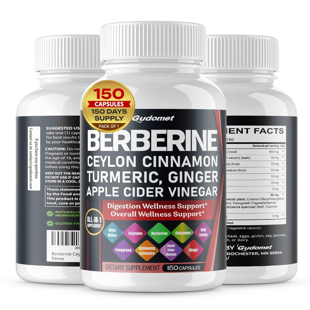 Berberine Ceylon Cinnamon - All-in-1 Beilage mit Bitter Melon AVG Gymnema sylvestre Turmeric Milk Thistle Licorice Holy Basil Fenugreek Banaba