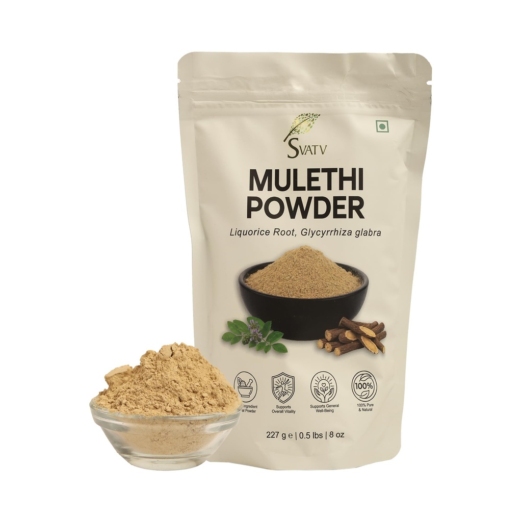 SVATV Licorice Pulver | Pure Glycyrrhiza glabra | Mulethi | Yashtimadhu - Größe - 227 Gramm halbes Pfund