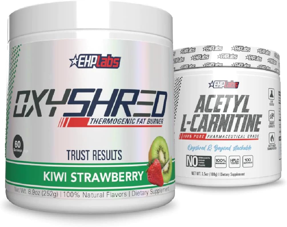 EHP Labs Shred + Acetyl Bundle - OxyShred Thermogenic Pre Workout Powder & Shredding Supplement - Acetyl L-Carnitin - unterstützt natürliche Energie, hilft Stoffwechsel, & Gesundheit Gehirn Funktion