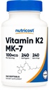 Nutricost vitamine K2 MK-7 100 mcg, 240 softgels - sans gluten et sans OGM MK7