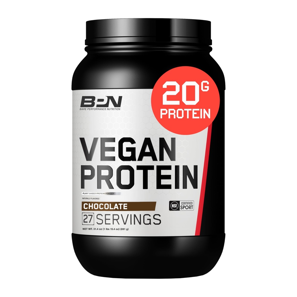 BARE PERFORMANCE NUTRITION Protéines végétales, protéines végétales, protéines de pois, protéines de pastèque et de citrouille, naturellement sucrées et aromatisées (27 portions, chocolat)