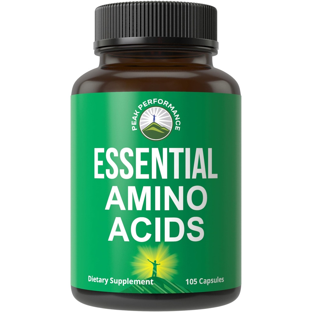 Alle 9 essentielle Aminosäuren-Ergänzung. Kapseln mit 3X Mehr Leucin für Muskelrückgewinnung, Wachstum. EAA-Ergänzung besser als BCAA / BCAAS verzweigte Kette Aminosäure. USA Geprüfte LGR für Männer + Frauen