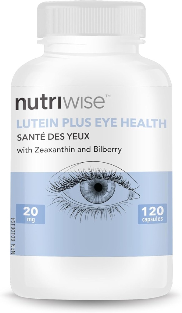 NutriWise Lutein Plus Antioxidans für Augengesundheit (Bilberry Zeaxanthin Lutein)