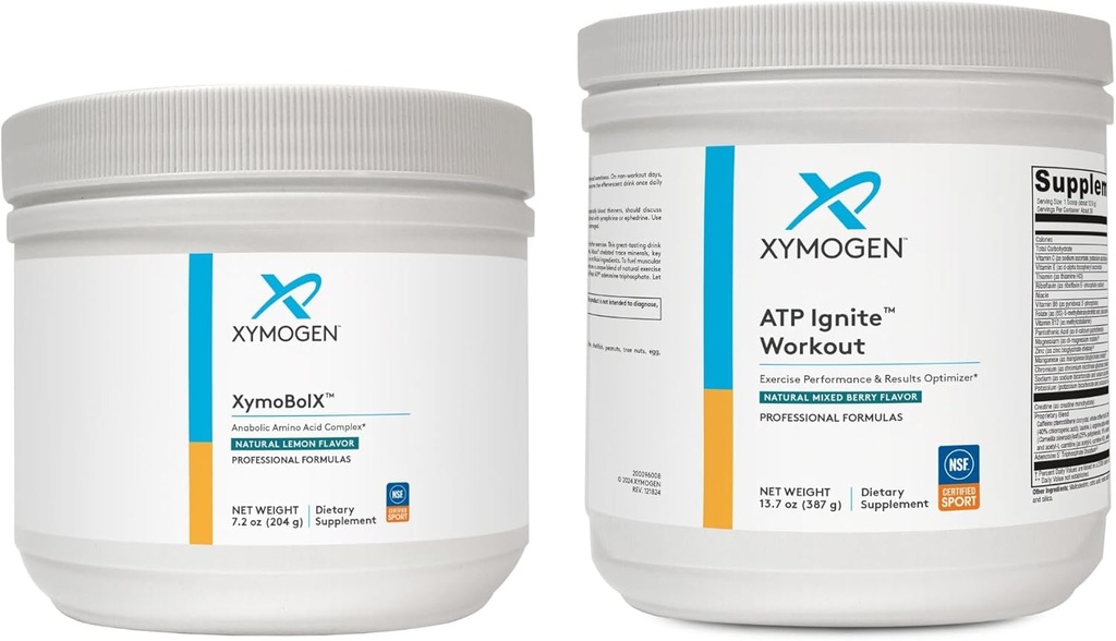 XYMOGEN XymBolX Lemon + ATP zündet Workout Powder Bundle - unterstützt Performance, Recovery + Energy (2 Flaschen, 7.2oz + 13.7oz Jeder)