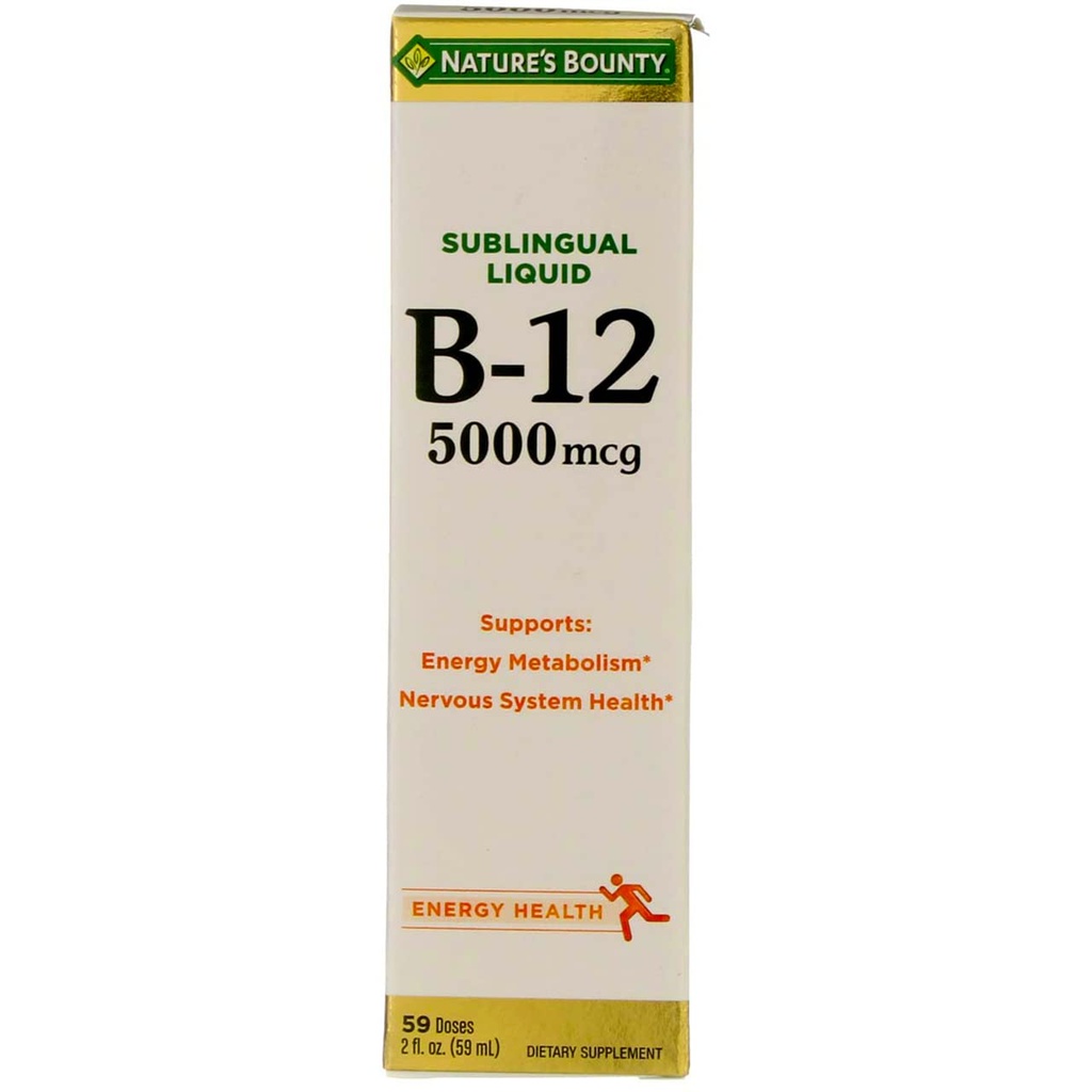Nature's Bounty B-12 5000 mcg Sublingual Liquid Energy Health 2 oz (Pack von 4)