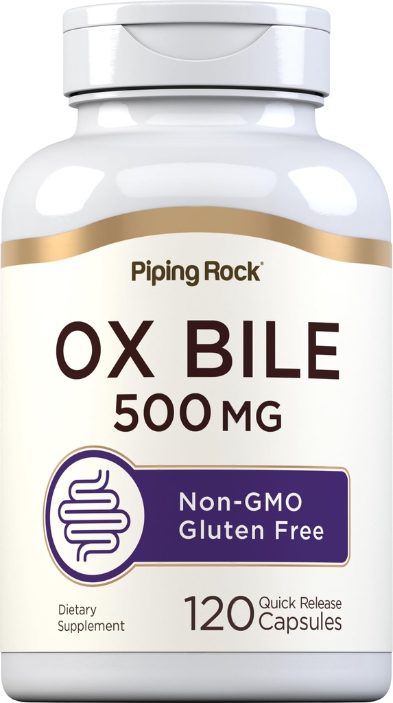 Piping Rock Ox Bile Supplement 500mg | 120 Kapseln | Verdauungsenzym | Non-GMO, Glutenfrei