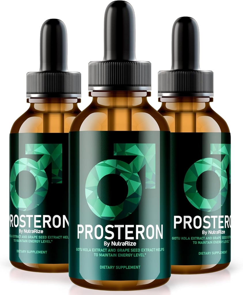 NutraRize (3 Pack) Prosteron Drops, All-Natural Prostate Health Supplement, Premium Vitamin to Support Healthy Circulation, Official Prosteron Formula Reviews (90 Servings)