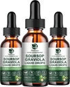 (3 Pack) Soursop Graviola Blatt Extrakt Flüssigkeit Tropfen Plus reine Botanische Meer Moos für Zellunterstützung & Regeneration, Immunität, Leber, Gut & Antioxidans - Soursop Bitters Liquid, 90 Tage Versorgung, 1 Fl Oz