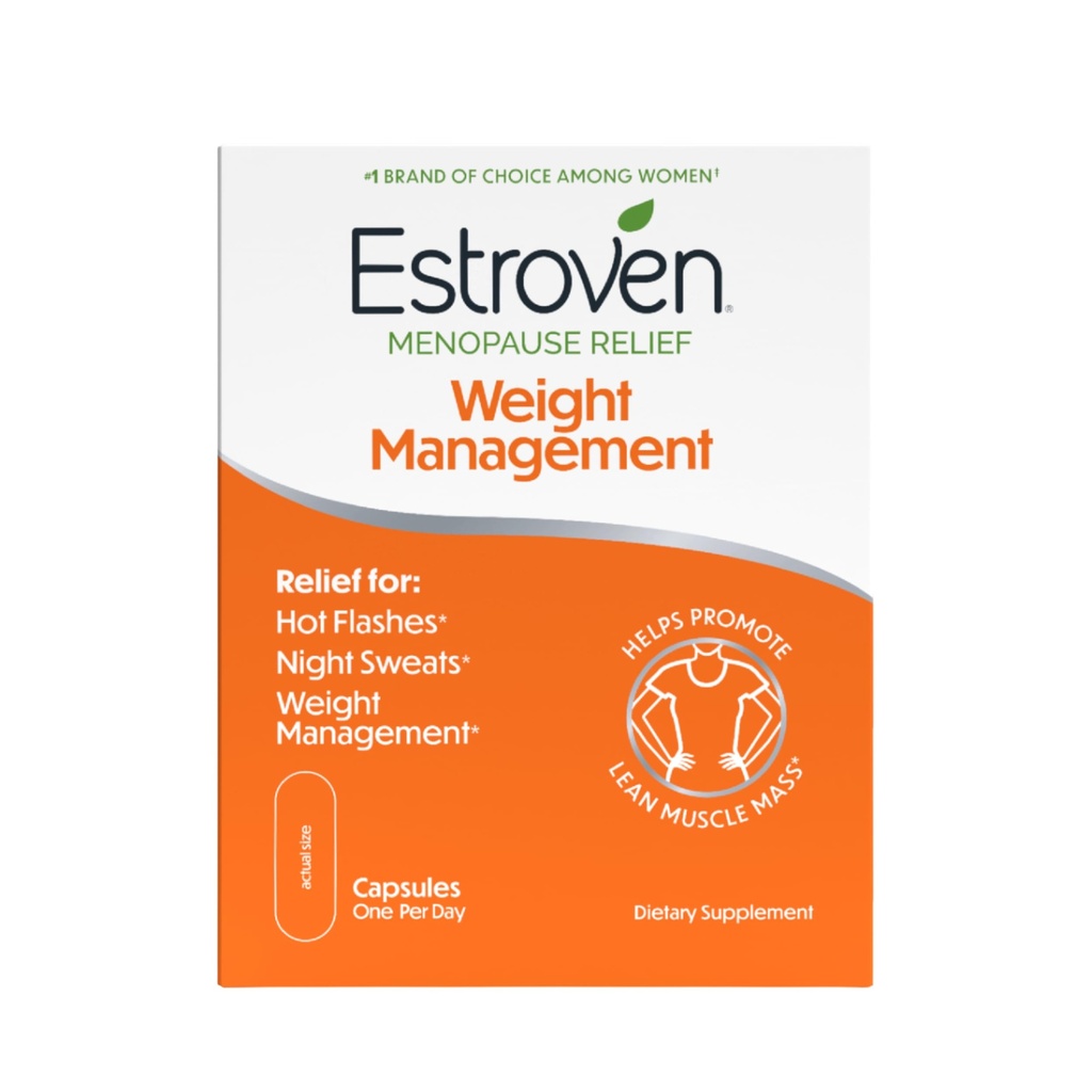Estroven Weight Management für Menopause Relief - 30 Ct. - Klinisch bewährte Zutaten helfen, Gewicht zu verwalten, bieten Nachtschwärmen & Hot Flash Relief* Drug-Free & Gluten-Free Caplets