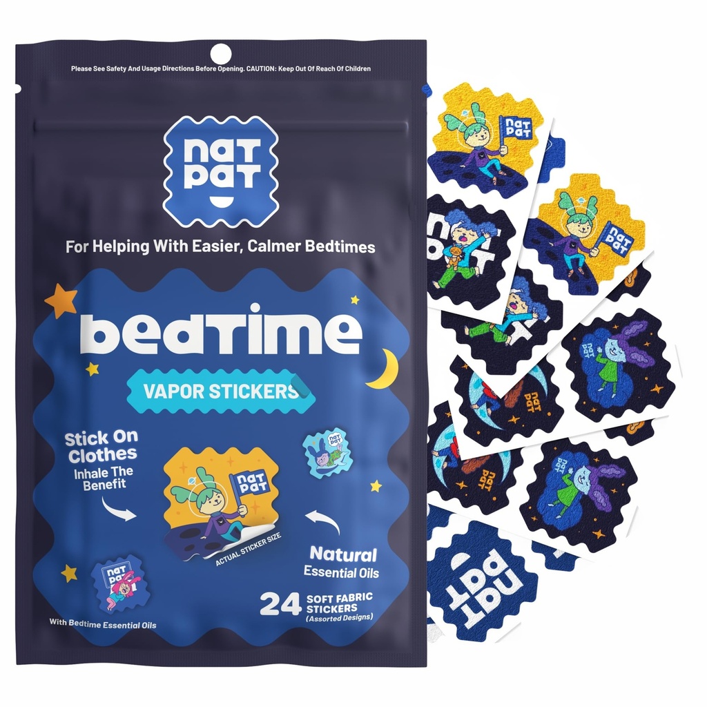NATPAT Sleepy Patch Bed Time Stickers for Kids - Sleep Promoting Patch - Non-Toxic Lösung für besseren Schlaf - Chemical & Drug Free, Melatonin Free - Buzz Patch Natural Patch (24 Pack)