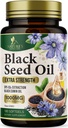Black Seed Oil Softgels 1000mg - Premium Nigella Sativa Blackseed, Pure Natural Black Cumin Seed Oil & Antioxidant für Haut und Immununterstützung - Non GMO, Bottled in USA Supplement - 180 Softgels