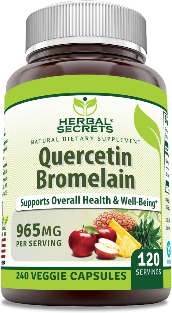 Herbal Secrets Quercetin 800mg mit Bromelain 165mg, Veggie Kapseln Ergänzung | Non-GMO | Gluten Free | Made in USA (965 mg, 240, Count)