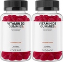 Vitamin D3 Gummy Vitamine, Vitamin D3 5000 IU Gummie Cholecalciferol 125 mcg, Weiche Pektin-basiert, Tier-Glatin-freie Gummy, Gummi Vitamine, Tasty Erdbeere, Non-GMO - 2-Pack