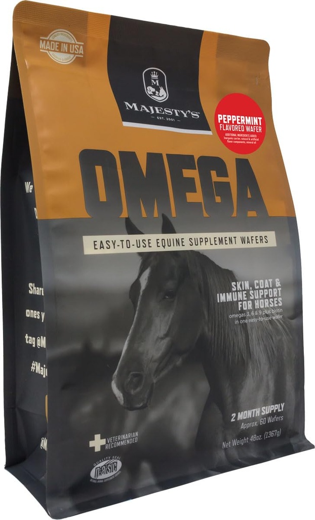 Omega Wafers - Superior Horse/Equine Skin, Coat und Immununterstützungsergänzung - Omega 3, 6, 9 und Biotin (Peppermint, 60 Count)