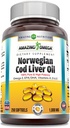 Erstaunlich Omega Norwegian Cod Liver Oil 1000 Mg Softgels Supplement | Omega-3, EPA, DHA, Vitamin A, D & Vitamin E (Orange | 250 Count)