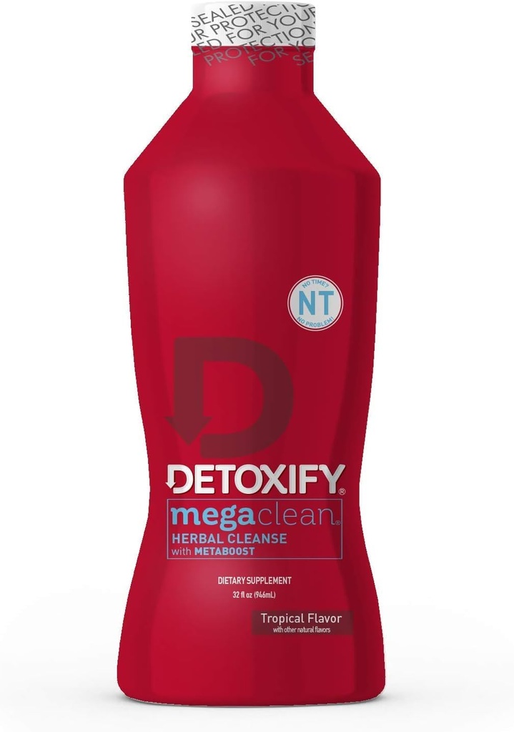 Detoxify – Mega Clean NT Nettoyant à base de plantes – Tropical – 32 oz – Boissons professionnelles à base de plantes – Enrichies avec MetaBoost Éliminant le besoin de pré-nettoyage – Plus Sticker
