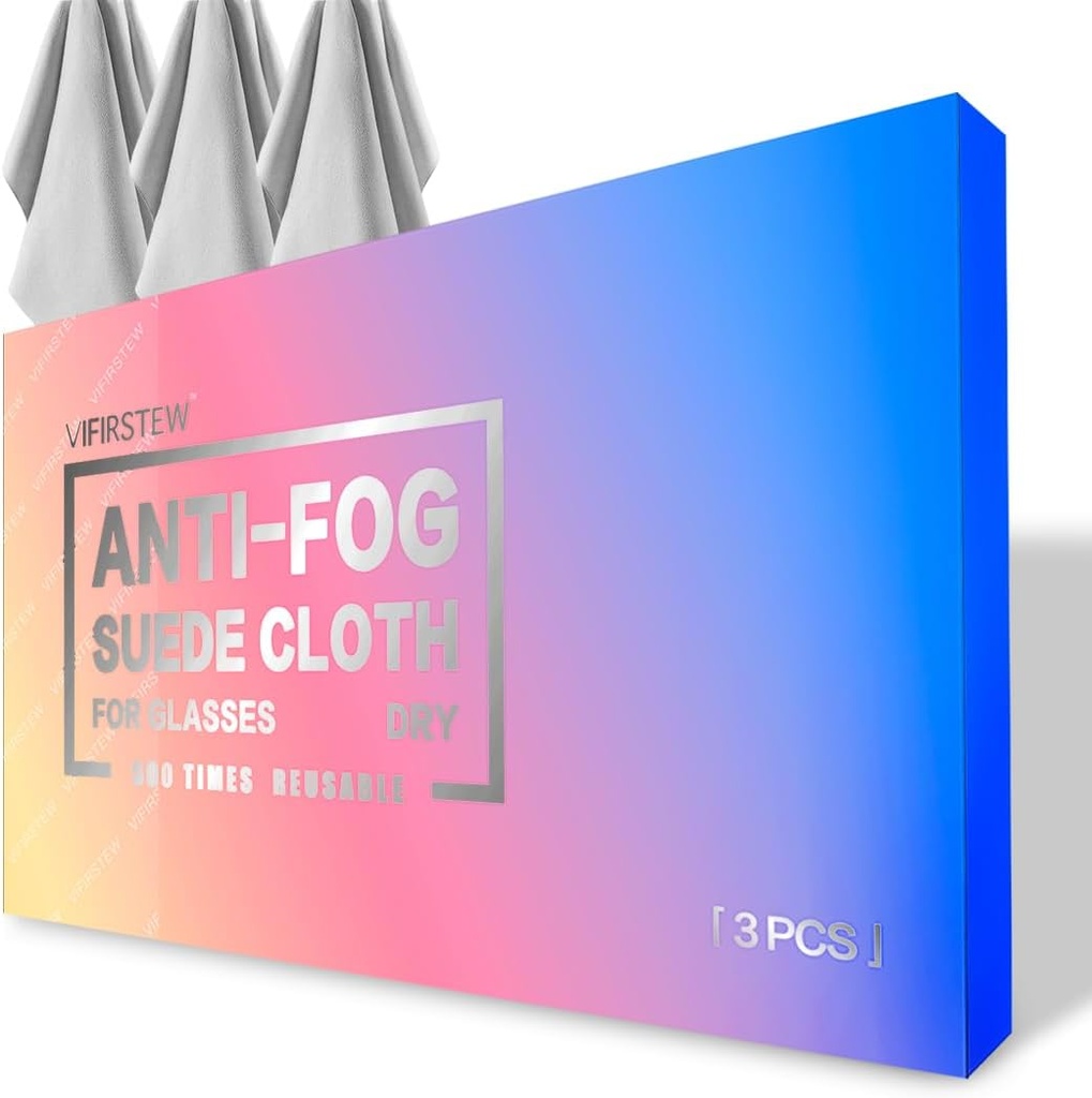 Dry Anti Fog Cloth, 3 Pack Antifogging Cloth für Brillen, Bildschirm, Brillen, wiederverwendbare und tragbare Reinigung Cloth Lens Wipe für beschichtete Brillen mit Masken
