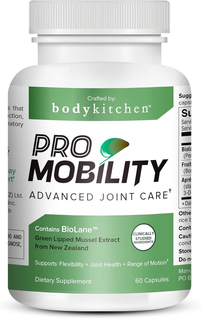 Body Kitchen ProMobility Joint & Muscle Support – 1050 mg Green-Lipped Mussel Extract, FruiteX-B® & Boswellia for Mobility & Comfort (60 Kapseln)