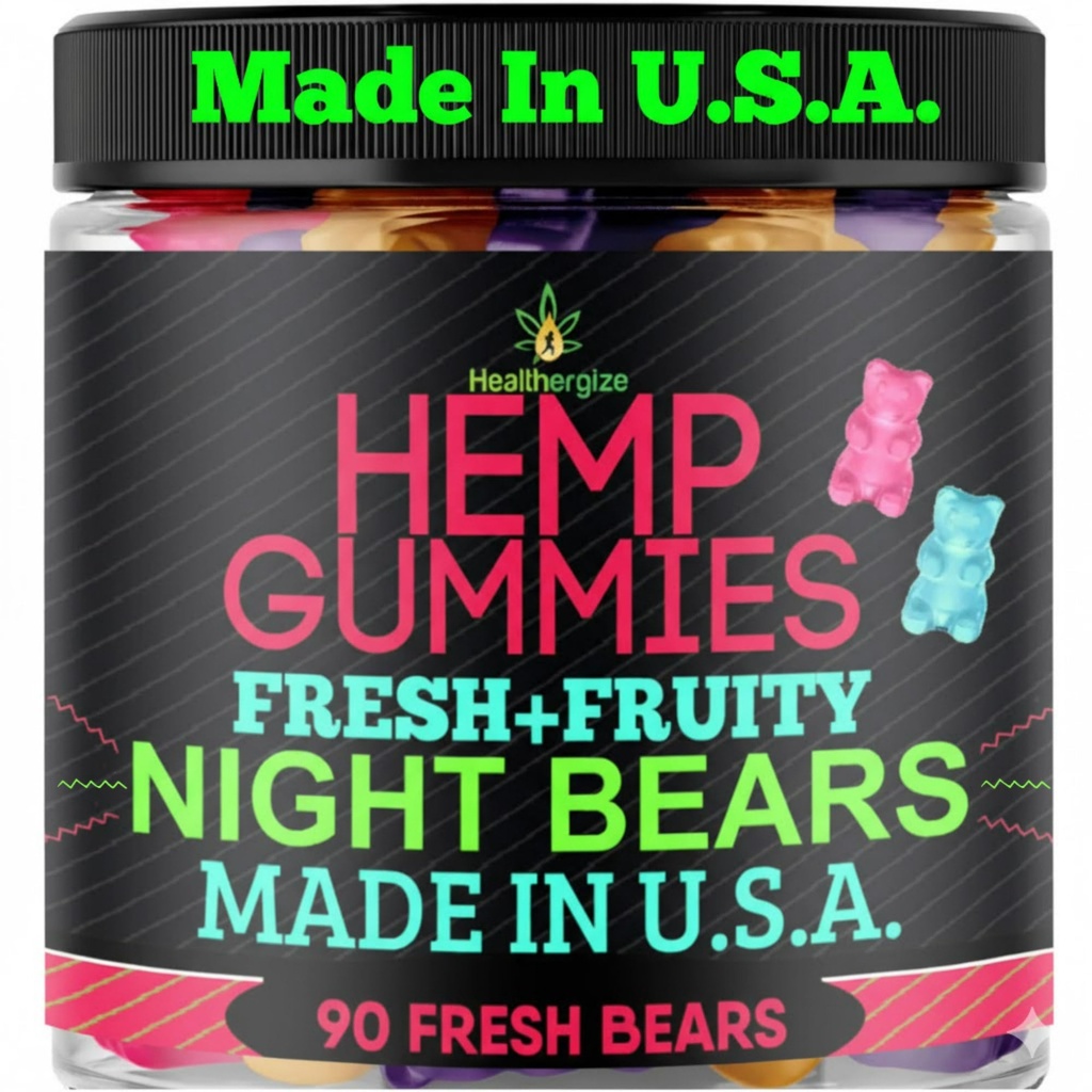 Hanfgummis für Schlaf-High Potency Calm Erholung Nacht-Zeit, Frieden und Entspannung, fruchtige Gummy Bear Edibles, gute Stimmung, Restful Bedtime-Natural Hanf Öl Omega-Made in USA