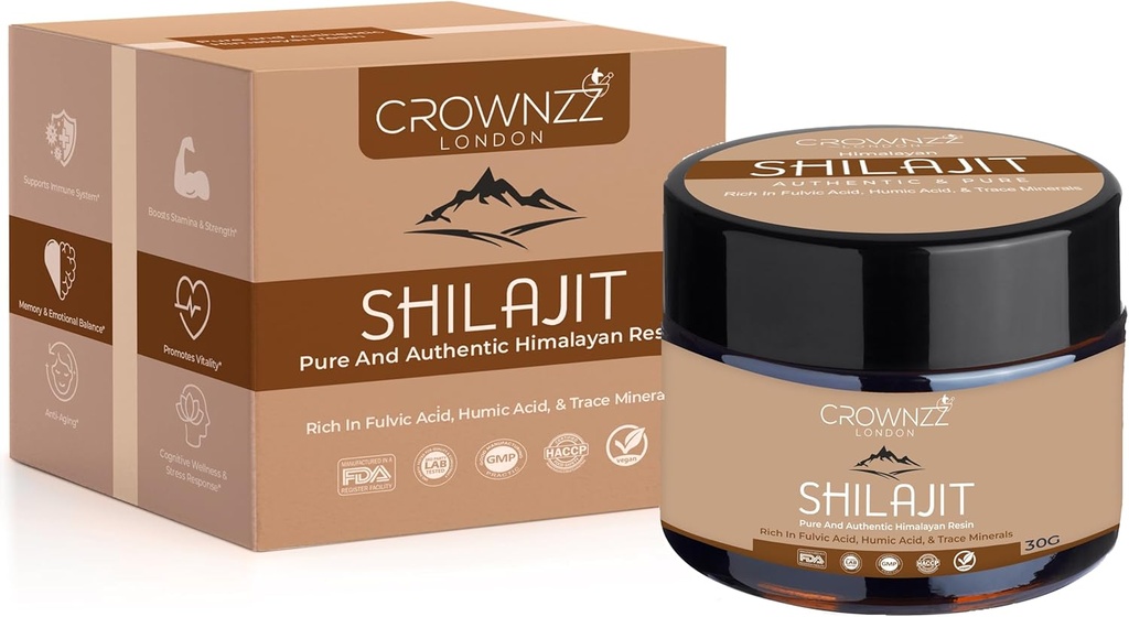 Pure Shilajit - Bio Gold Grade Himalayan Shilajit Resin für Männer und Frauen - High-Strength Shilajit Rich in Fulvic, Huminsäure & 85+ Minerals-Lab getestet & Certified 30G Shilajit unterstützt Stamina