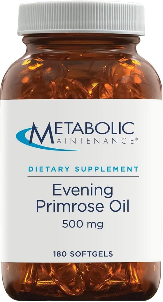 Metabolic Maintenance Evening Primrose Oil Capsules - 500 Milligramme, Kaltgepresst GLA + LA (180 Softgels)