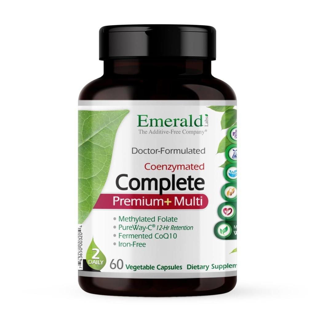 EMERALD LABS Complete Premium Multi - Multivitamin for Digestive & Immune Support with Vitamin C as PureWay-C, B Vitamin Complex, Albion Chelated Zinc & More - 60 Vegetable Capsules (30-Day Supply)