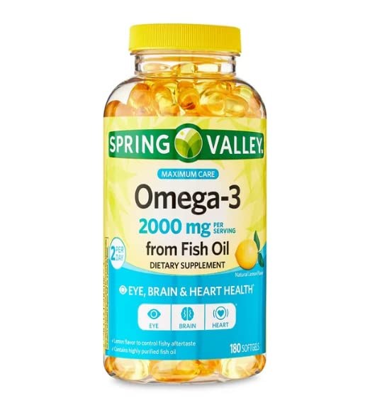 Spring Valley Omega-3 von Fish Oil Maximum Care Softgels, 2000mg, 180 Count