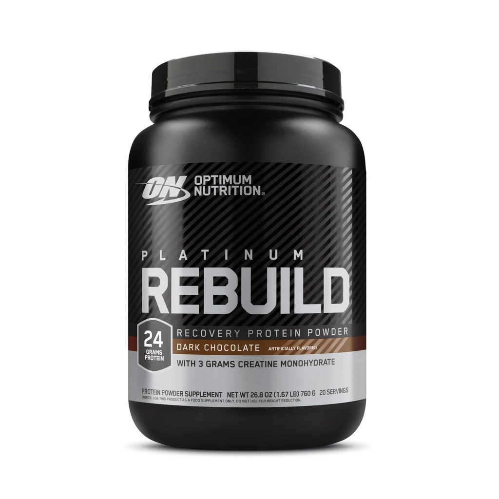 Optimum Nutrition Platinum Reconstruire, Premium Platinum Blend poudre protéique avec la créatine monohydratée, chocolat noir, 20 portions