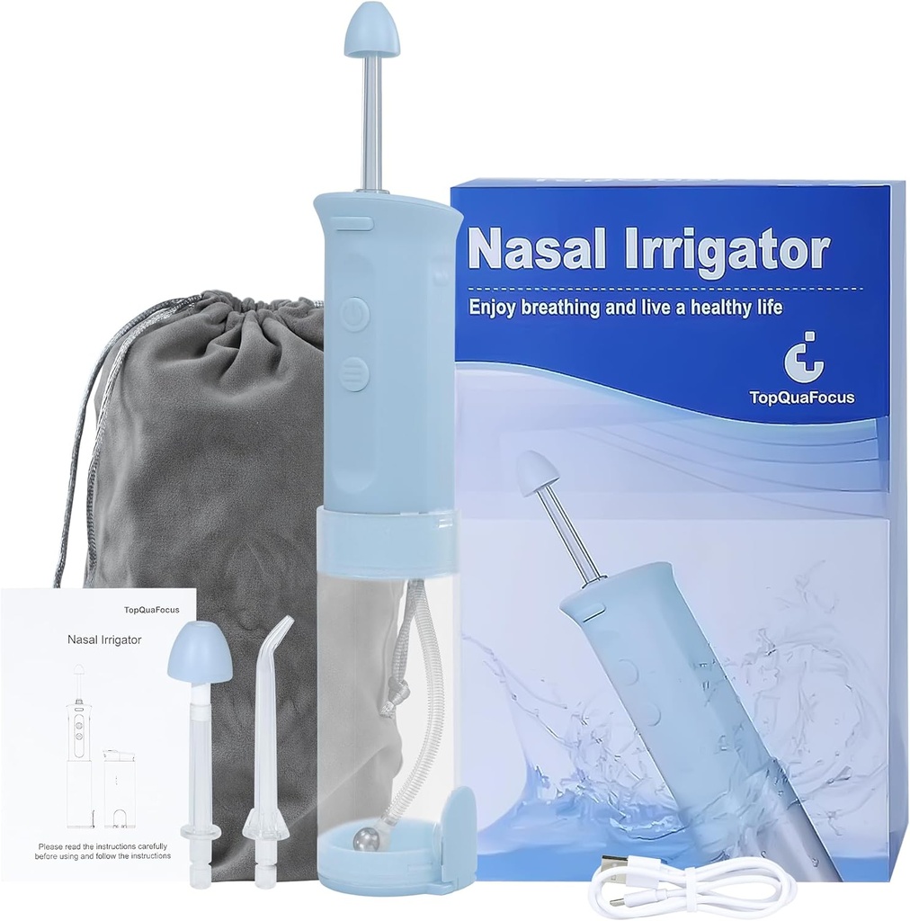TopQuaFocus Nasal Bewässerung Sinus Rinse System Nasal Bewässerung mit Telescopic Water Tank Neti Pot Kombination Vielseitig Wasser Flosser Nasenscheibe 3 Düsen 3 Düsen Nasenreiniger für Erwachsene & Kinder