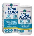 Vital Planet - Vital Flora Probiotics pour les hommes, 60 milliards CFU, 60 souches diverses, 7 prébiotiques organiques, hommes Stable quotidienne Probiotique stable pour le soutien immunitaire, le dégazage, la santé digestive 30 capsules