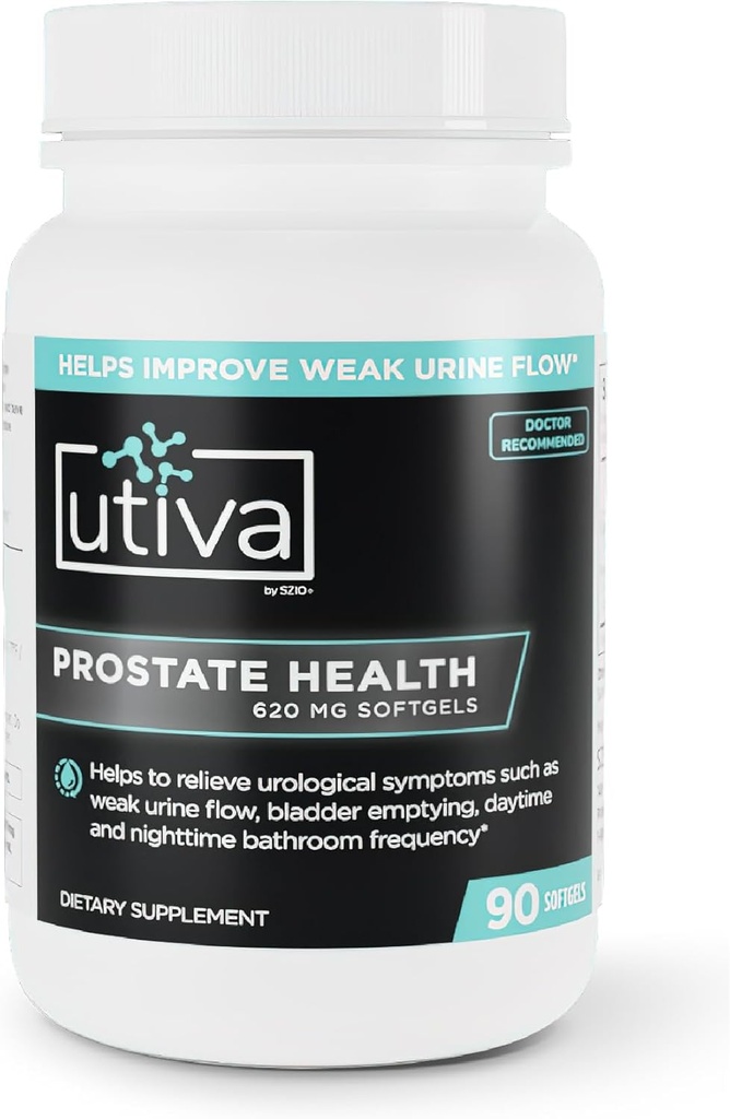 Utiva Prostate Health Supplement für Männer - Natürliche Formel für Prostata-Funktion und Urinfluss - Beta-Sitosterol und Saw Palmetto Prostata Supplement - Made in Canada, 90 Softgels