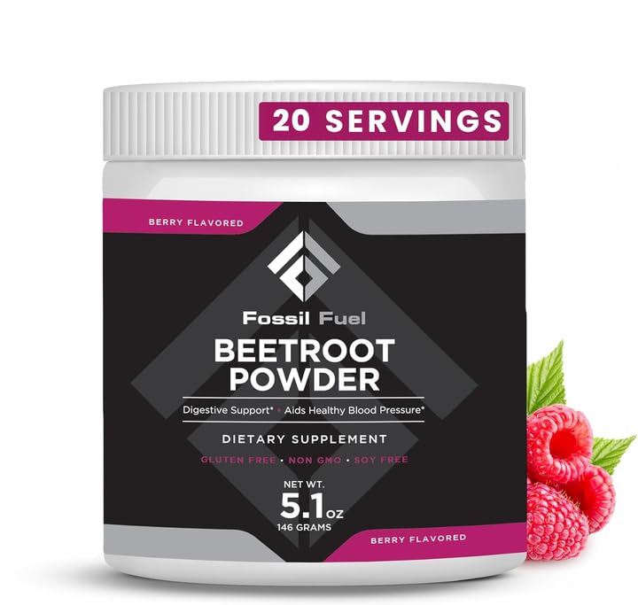 Combustible fossile Poudre de racine de betterave biologique, supporte l'oxyde nitrique, la circulation, l'énergie, la santé cardiaque - Beetroot Premium Superfood Nitrates de poudre alimentaire, non-OGM, Vegan-friendly, Berry (20 portions)