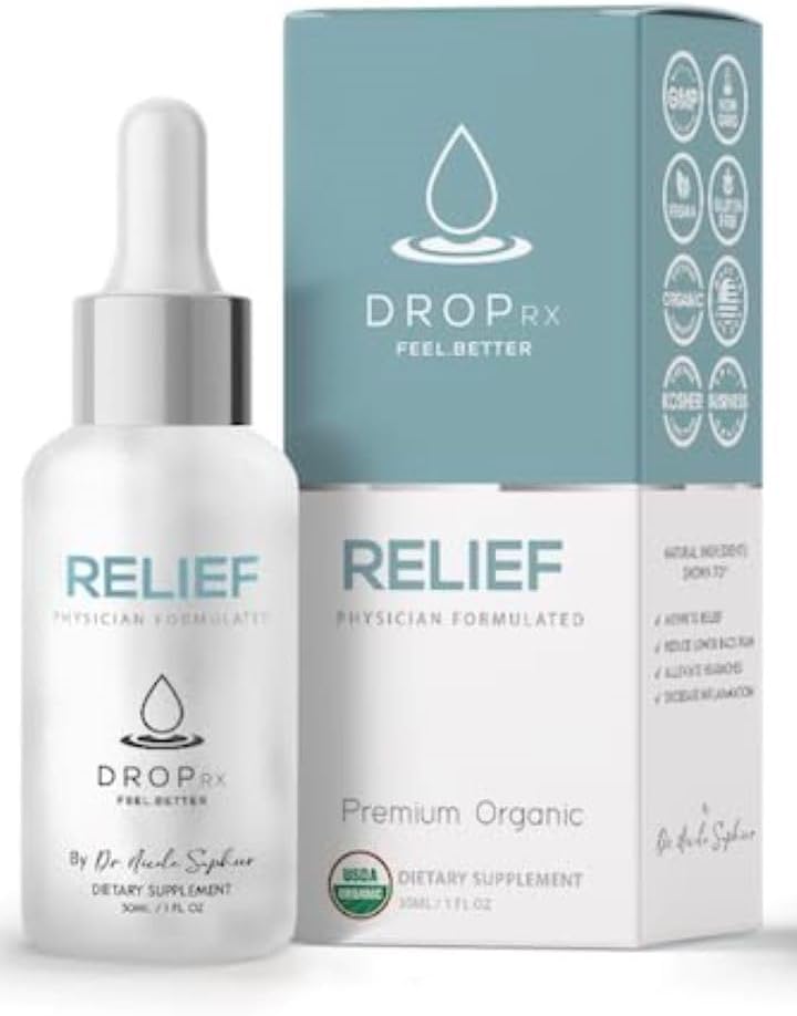 DropRx Relief von Dr. Nicole Saphier – Devils Claw & Organic Ginger Root Extract, unterstützt Joint Health & Digestive Wellness , Organic, Non GMO, Vegan, Gluten Free & Kosher, Made in USA (2 Fl Oz)